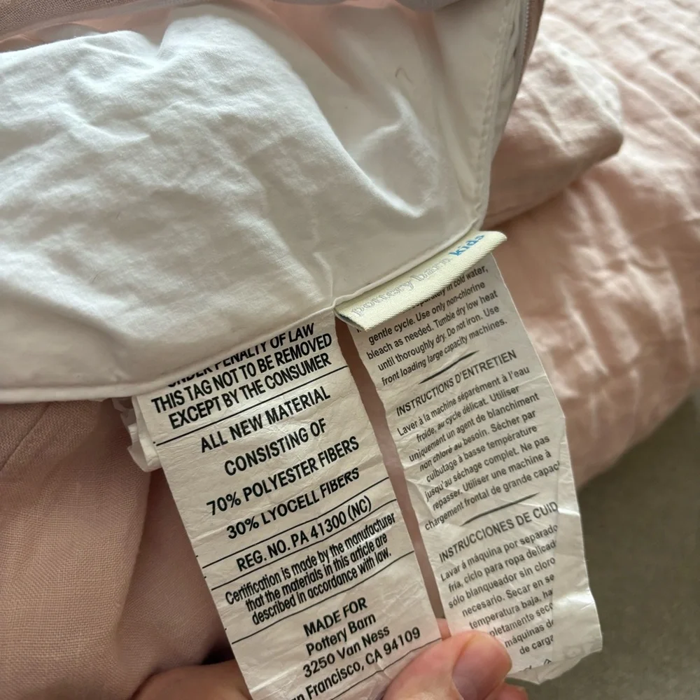 Pottery Barn Kids Toddler Pink Blush Duvet & Down Alternative Comforter Insert